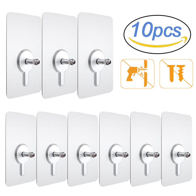Kitchen Appliances Cabinet - 10Pcs Shelf Adhesive Wall Hooks Clear