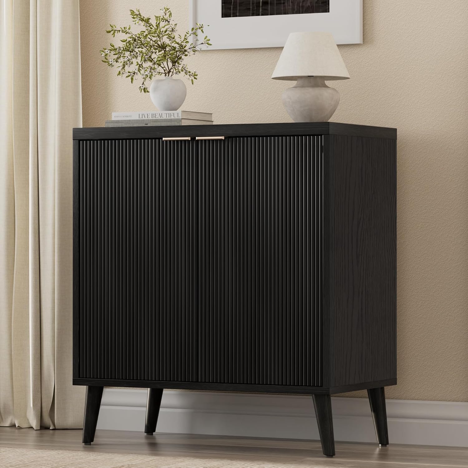Fluted Buffet Cabinet With Sto - đánh giá và giá Kitchen Appliances Cabinet