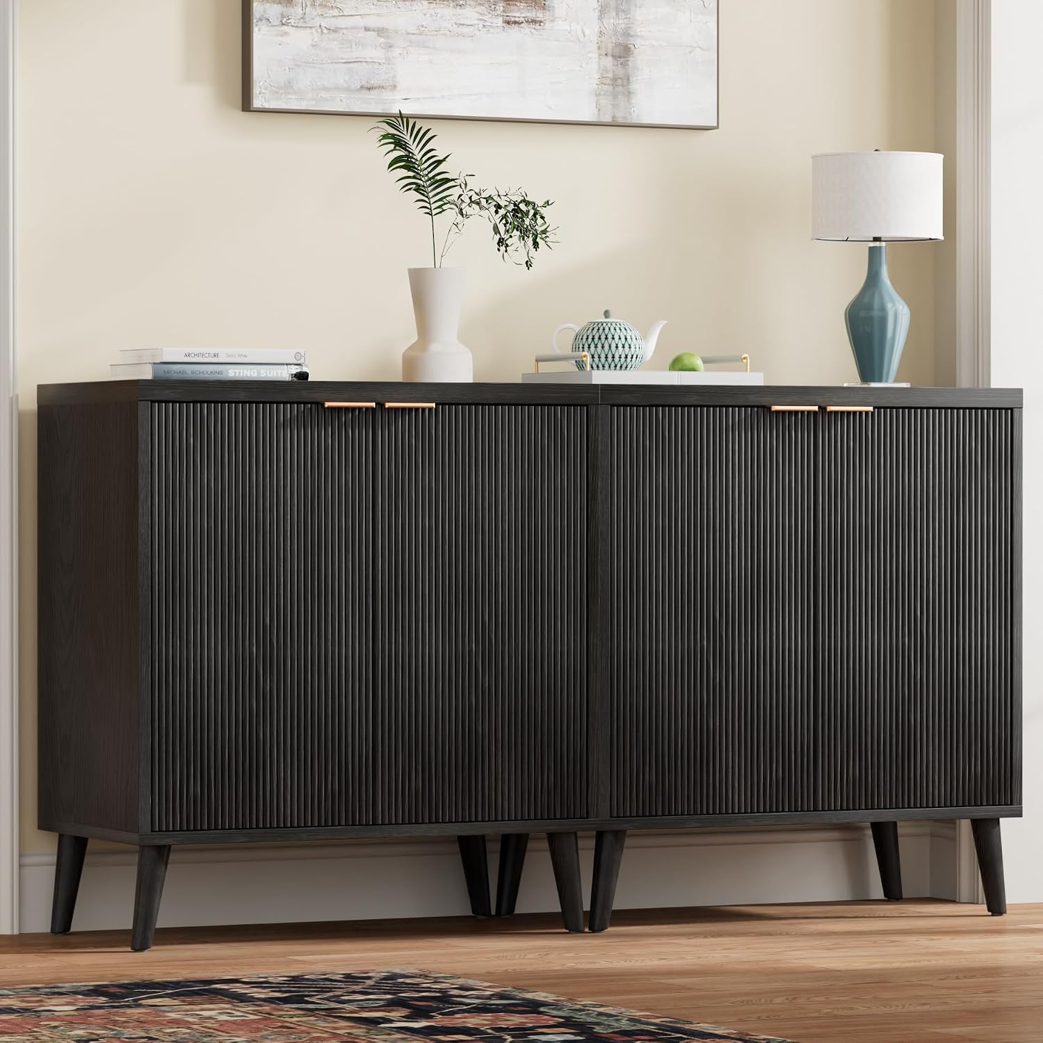 Fluted Buffet Cabinet With Sto - đánh giá và giá Kitchen Appliances Cabinet